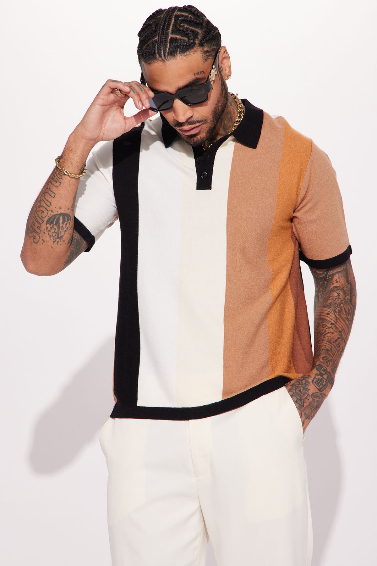 Levels Striped Short Sleeve Knit Polo