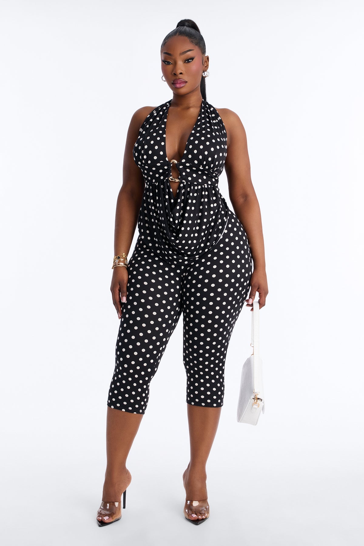 Carrie Cowl Polka Dot Capri Set