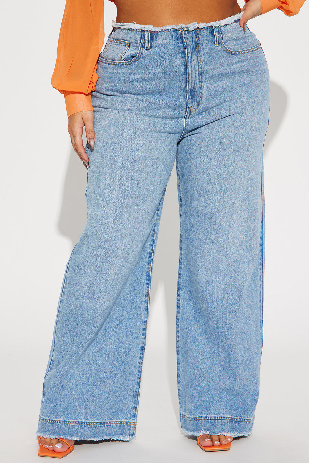 In Your Dreams Cut Off Waistband Baggy Jean