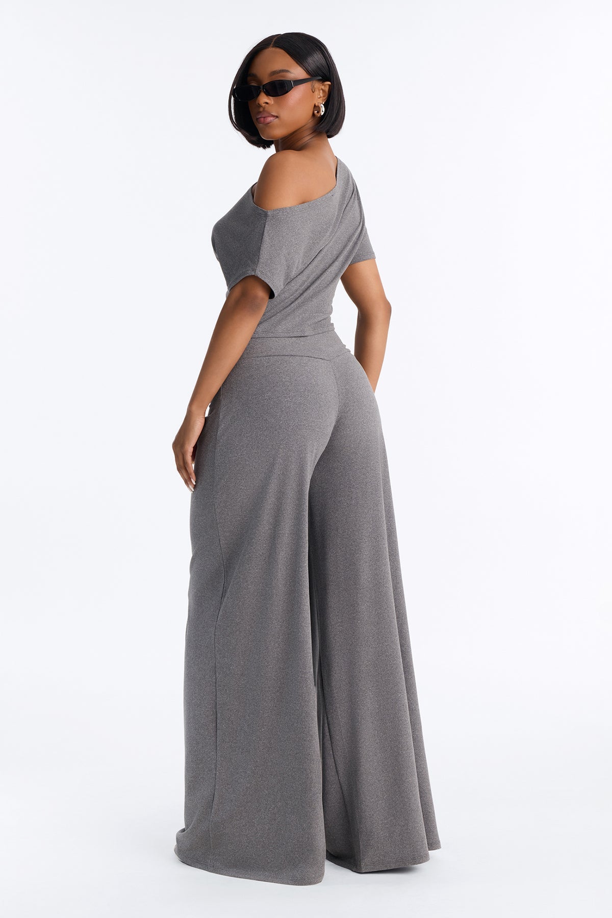 Heather Off Shoulder Pant Set