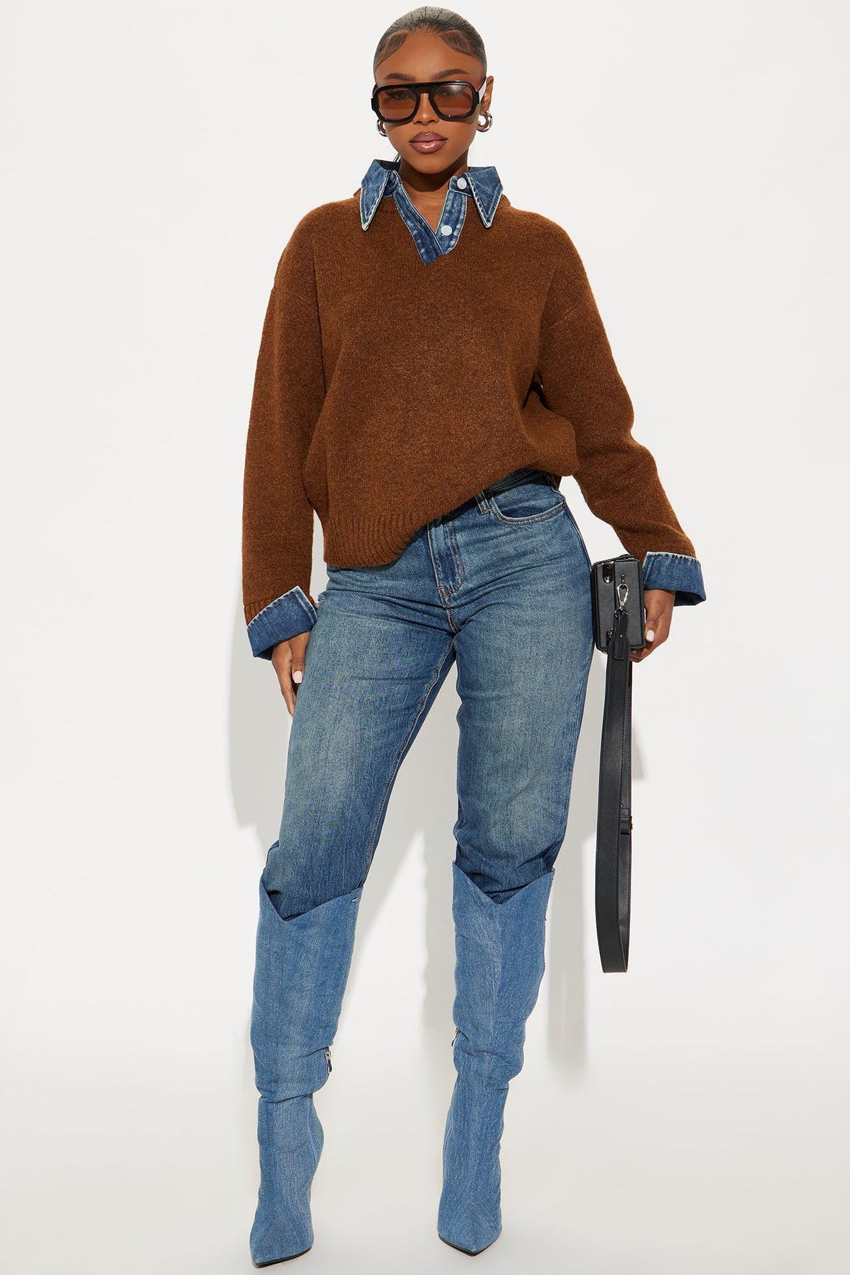 Serving Charm Denim Sweater