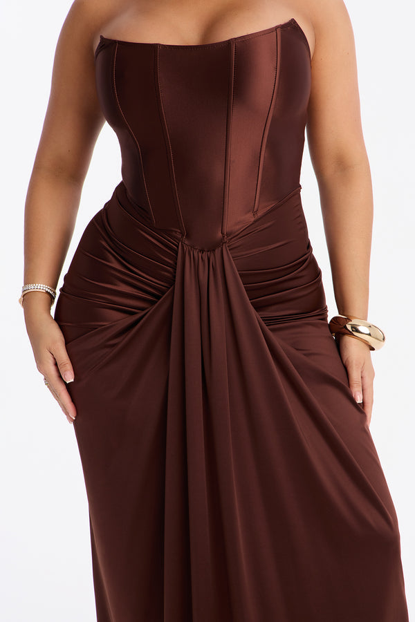 Warm Horizon Satin Maxi Gown