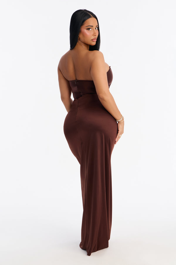 Warm Horizon Satin Maxi Gown