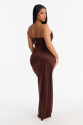 Warm Horizon Satin Maxi Gown
