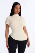 Sugared Kiss Pleated Short Sleeve Sweater