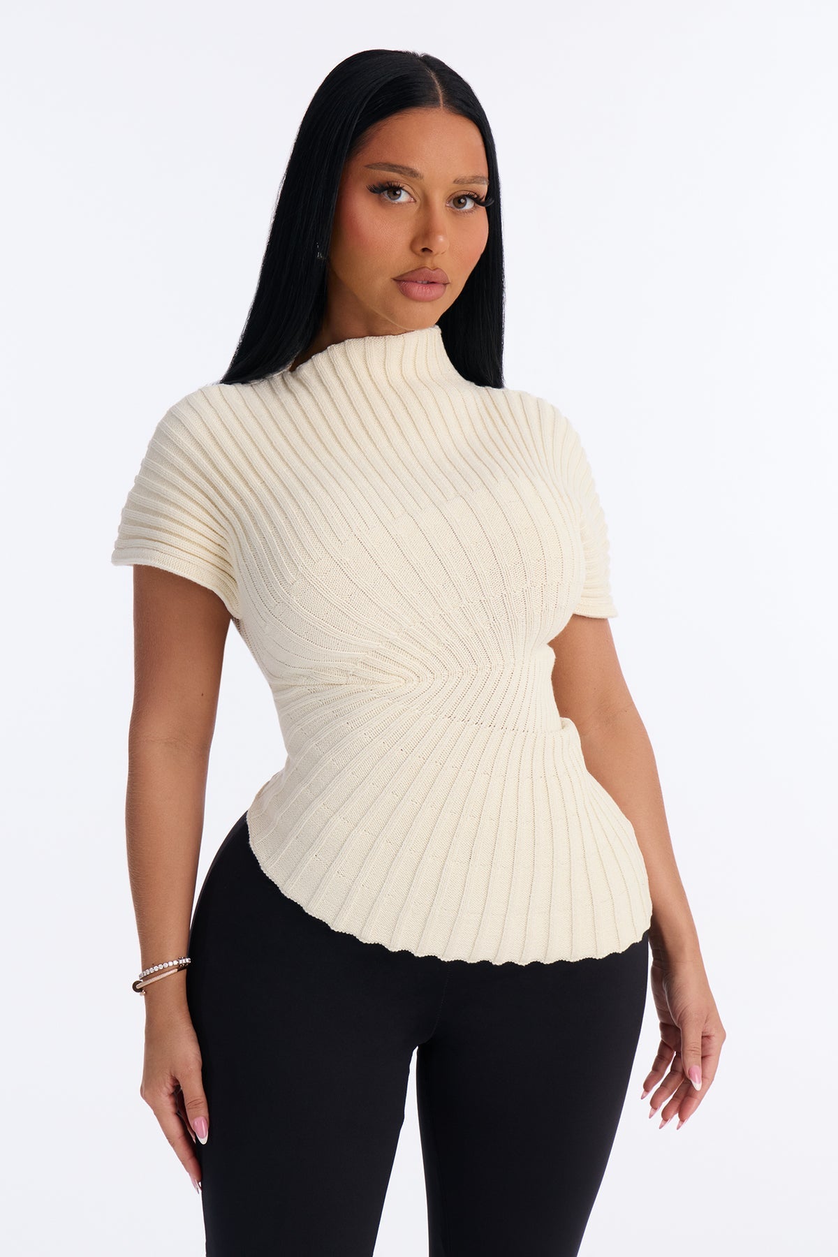 Sugared Kiss Pleated Short Sleeve Sweater