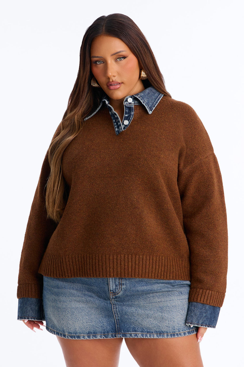 Serving Charm Denim Sweater
