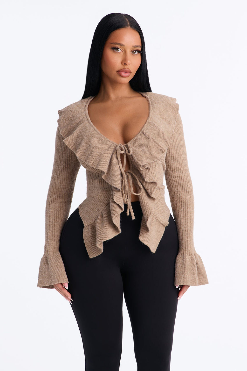 Jasmyn Flyaway Ruffle Cardigan Sweater