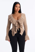 Jasmyn Flyaway Ruffle Cardigan Sweater