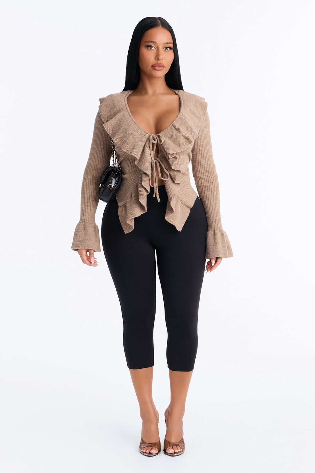Jasmyn Flyaway Ruffle Cardigan Sweater