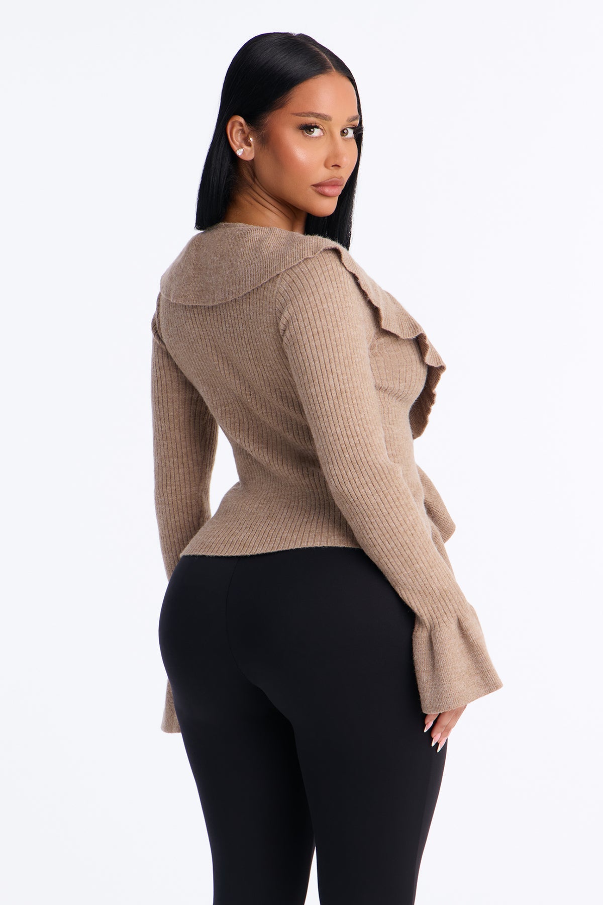 Jasmyn Flyaway Ruffle Cardigan Sweater